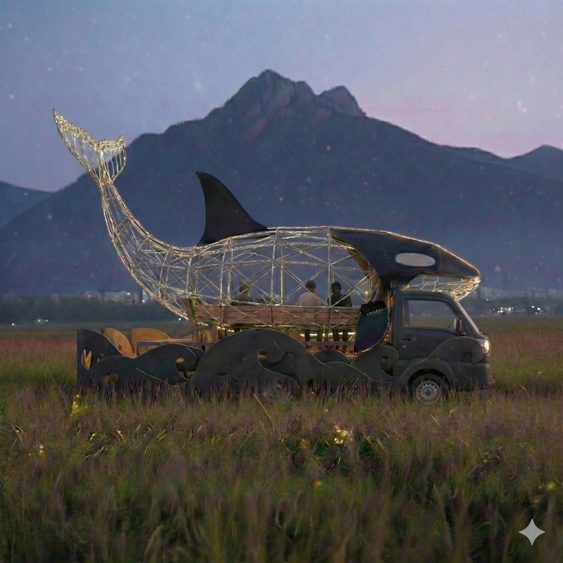 The Orcar, an orca sculpture built from a decommissioned car